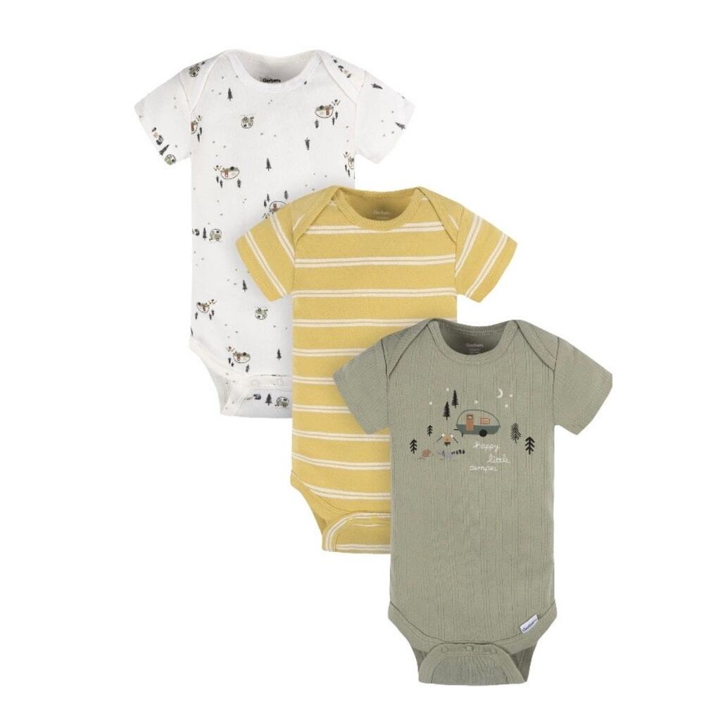 Gerber Baby Boy Casual Cotton Short Sleeve Bodysuits 3-Pack Preemie NWT‎